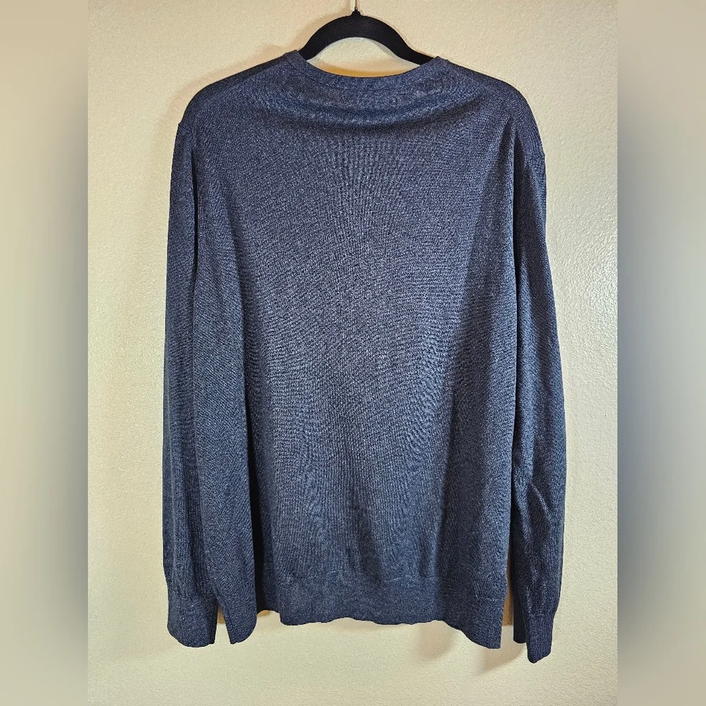 Banana Republic Sweater Mens XL Blue V Neck Cashmere Silk Luxury Blend - Picture 2 of 6